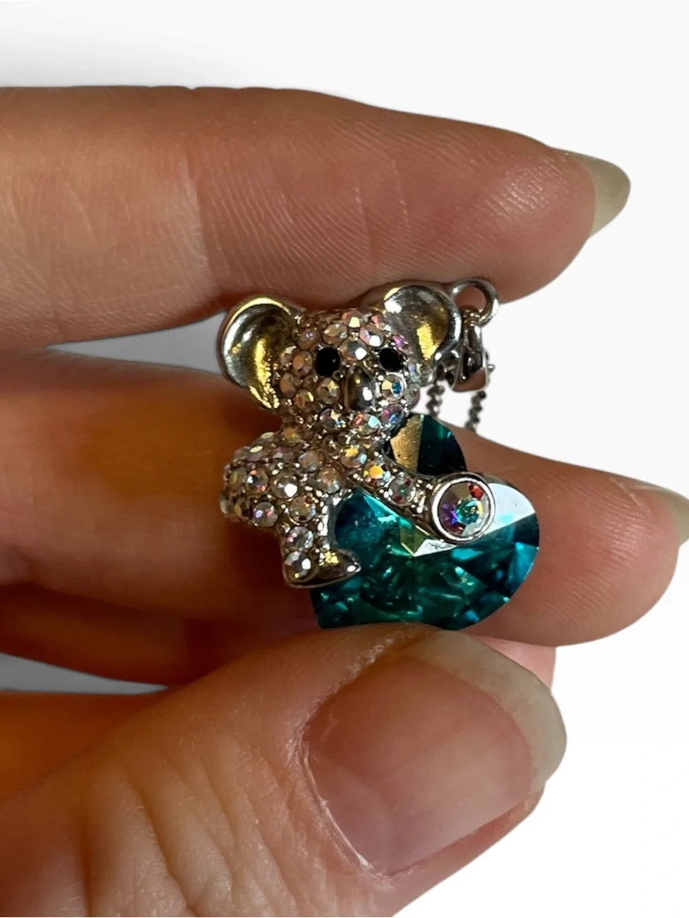 Swarovski Crystal Koala Bear Heart Pendant Necklace CC X